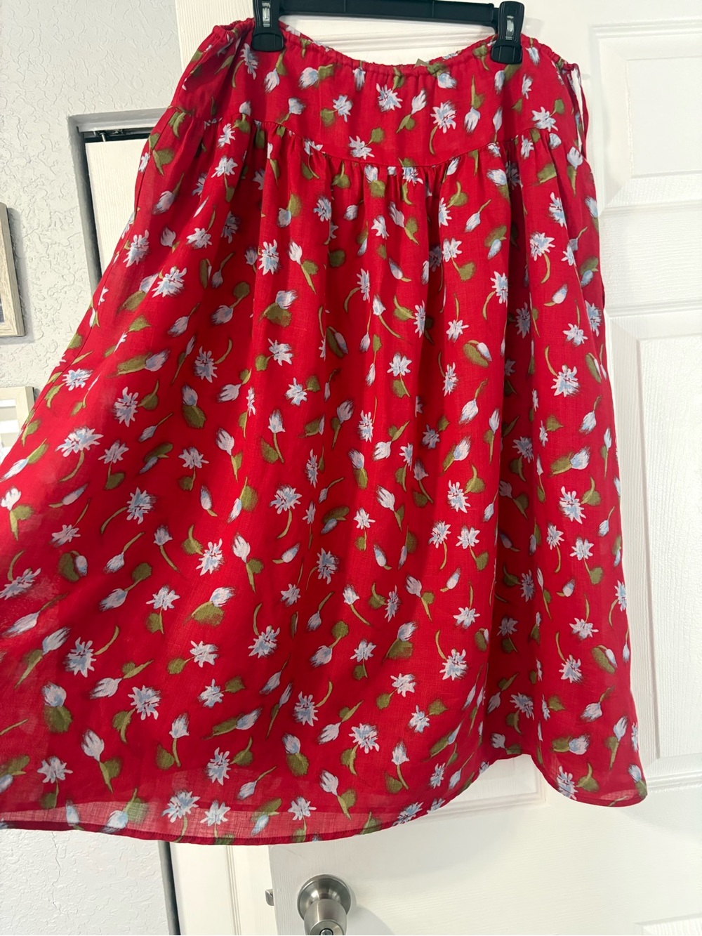 NWT Red Floral Midi Skirt